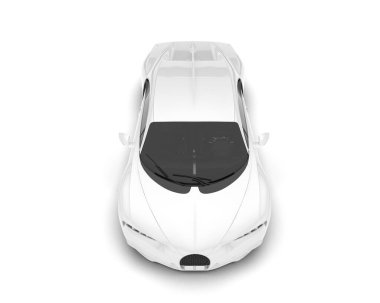 Beyaz arka planda izole edilmiş beyaz spor araba. 3d görüntüleme - illüstrasyon