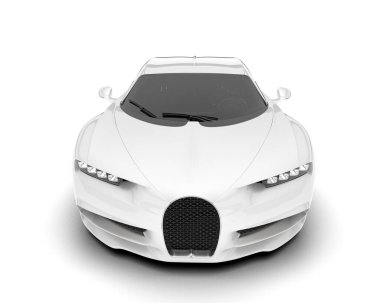 Beyaz arka planda izole edilmiş beyaz spor araba. 3d görüntüleme - illüstrasyon