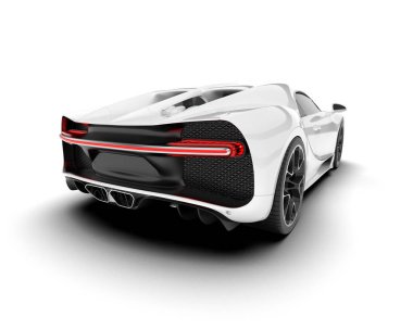 Beyaz arka planda izole edilmiş beyaz spor araba. 3d görüntüleme - illüstrasyon