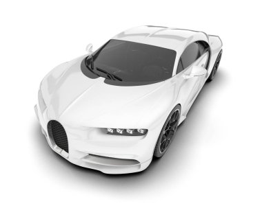 Beyaz arka planda izole edilmiş beyaz spor araba. 3d görüntüleme - illüstrasyon