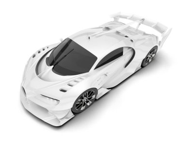 Beyaz arka planda izole edilmiş beyaz spor araba. 3d görüntüleme - illüstrasyon