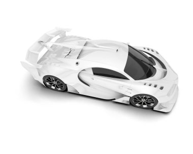 Beyaz arka planda izole edilmiş beyaz spor araba. 3d görüntüleme - illüstrasyon