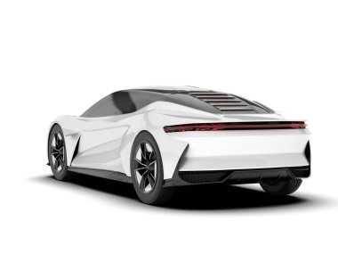 Beyaz arka planda izole edilmiş beyaz spor araba. 3d görüntüleme - illüstrasyon