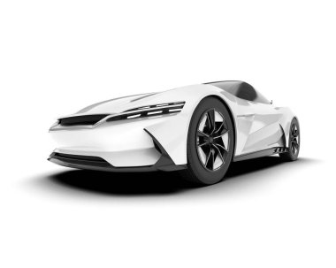 Beyaz arka planda izole edilmiş beyaz spor araba. 3d görüntüleme - illüstrasyon