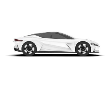 Beyaz arka planda izole edilmiş beyaz spor araba. 3d görüntüleme - illüstrasyon