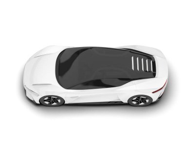 Beyaz arka planda izole edilmiş beyaz spor araba. 3d görüntüleme - illüstrasyon