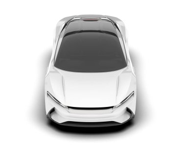 Beyaz arka planda izole edilmiş beyaz spor araba. 3d görüntüleme - illüstrasyon