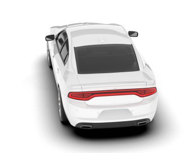 Beyaz arka planda izole edilmiş beyaz spor araba. 3d görüntüleme - illüstrasyon