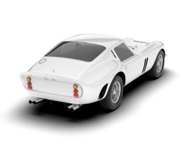 Beyaz arka planda izole edilmiş beyaz spor araba. 3d görüntüleme - illüstrasyon