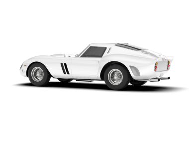 Beyaz arka planda izole edilmiş beyaz spor araba. 3d görüntüleme - illüstrasyon