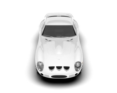 Beyaz arka planda izole edilmiş beyaz spor araba. 3d görüntüleme - illüstrasyon