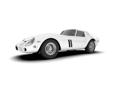 Beyaz arka planda izole edilmiş beyaz spor araba. 3d görüntüleme - illüstrasyon