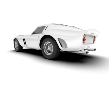 Beyaz arka planda izole edilmiş beyaz spor araba. 3d görüntüleme - illüstrasyon