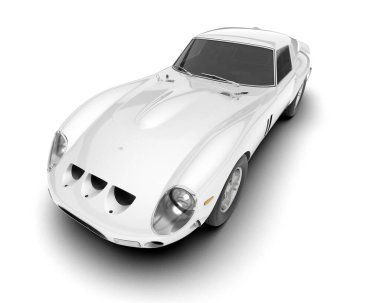 Beyaz arka planda izole edilmiş beyaz spor araba. 3d görüntüleme - illüstrasyon