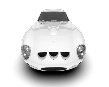 Beyaz arka planda izole edilmiş beyaz spor araba. 3d görüntüleme - illüstrasyon