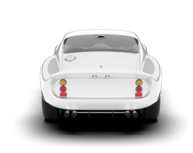 Beyaz arka planda izole edilmiş beyaz spor araba. 3d görüntüleme - illüstrasyon