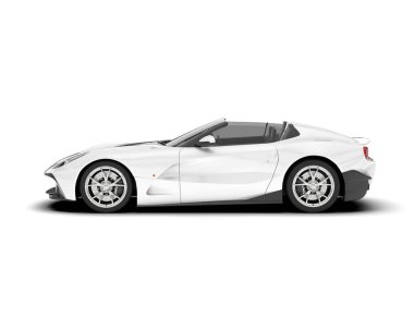 Beyaz arka planda izole edilmiş beyaz spor araba. 3d görüntüleme - illüstrasyon