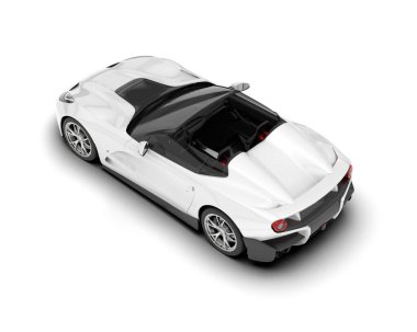 Beyaz arka planda izole edilmiş beyaz spor araba. 3d görüntüleme - illüstrasyon