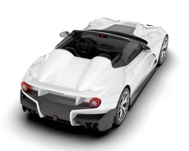 Beyaz arka planda izole edilmiş beyaz spor araba. 3d görüntüleme - illüstrasyon