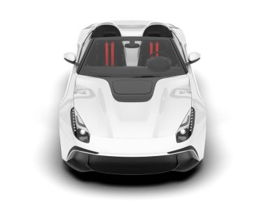 Beyaz arka planda izole edilmiş beyaz spor araba. 3d görüntüleme - illüstrasyon