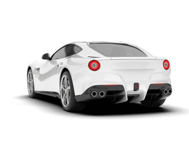 Beyaz arka planda izole edilmiş beyaz spor araba. 3d görüntüleme - illüstrasyon