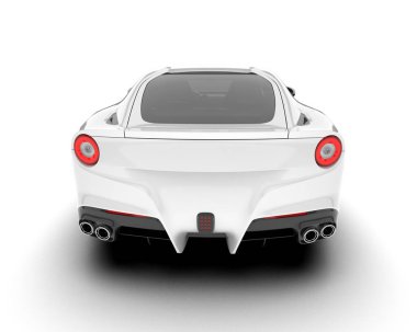 Beyaz arka planda izole edilmiş beyaz spor araba. 3d görüntüleme - illüstrasyon