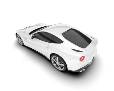 Beyaz arka planda izole edilmiş beyaz spor araba. 3d görüntüleme - illüstrasyon