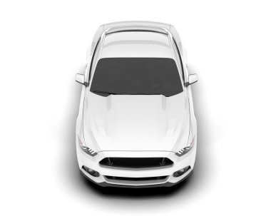 Beyaz arka planda izole edilmiş beyaz spor araba. 3d görüntüleme - illüstrasyon