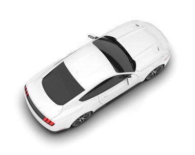 Beyaz arka planda izole edilmiş beyaz spor araba. 3d görüntüleme - illüstrasyon