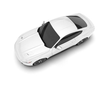 Beyaz arka planda izole edilmiş beyaz spor araba. 3d görüntüleme - illüstrasyon