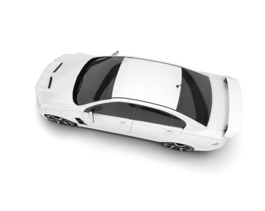 Beyaz arka planda izole edilmiş beyaz spor araba. 3d görüntüleme - illüstrasyon