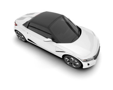 Beyaz arka planda izole edilmiş beyaz spor araba. 3d görüntüleme - illüstrasyon