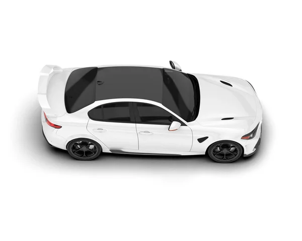 Carro Esporte Branco Isolado Fundo Branco Renderização Ilustração — Fotografia de Stock