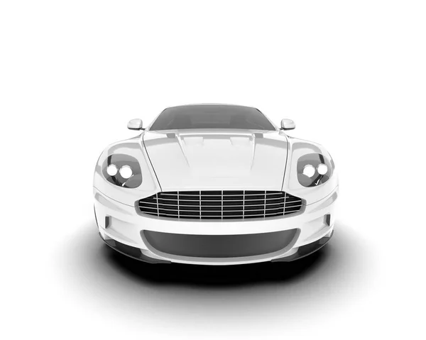 Fehér Sportkocsi Elszigetelt Fehér Háttérrel Renderelés Illusztráció — Stock Fotó
