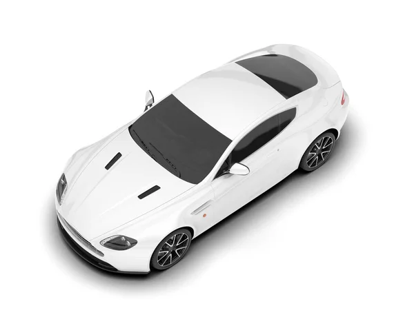 白いスポーツカーは白い背景に隔離された 3Dレンダリング イラスト — ストック写真