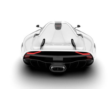 Beyaz arka planda izole edilmiş beyaz spor araba. 3d görüntüleme - illüstrasyon