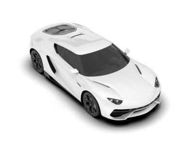 Beyaz arka planda izole edilmiş beyaz spor araba. 3d görüntüleme - illüstrasyon