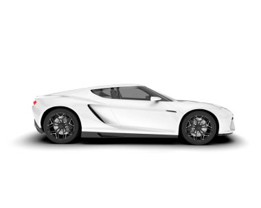 Beyaz arka planda izole edilmiş beyaz spor araba. 3d görüntüleme - illüstrasyon