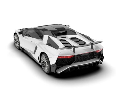 Beyaz arka planda izole edilmiş beyaz spor araba. 3d görüntüleme - illüstrasyon