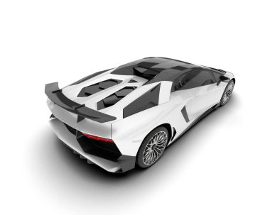 Beyaz arka planda izole edilmiş beyaz spor araba. 3d görüntüleme - illüstrasyon