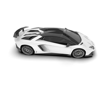 Beyaz arka planda izole edilmiş beyaz spor araba. 3d görüntüleme - illüstrasyon