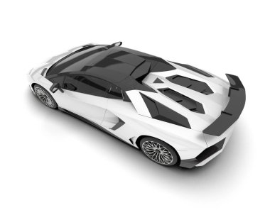 Beyaz arka planda izole edilmiş beyaz spor araba. 3d görüntüleme - illüstrasyon