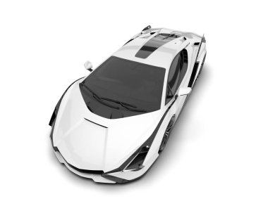 Beyaz arka planda izole edilmiş beyaz spor araba. 3d görüntüleme - illüstrasyon