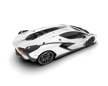 Beyaz arka planda izole edilmiş beyaz spor araba. 3d görüntüleme - illüstrasyon