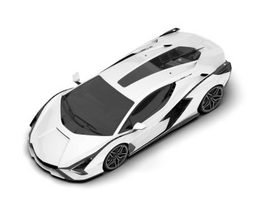 Beyaz arka planda izole edilmiş beyaz spor araba. 3d görüntüleme - illüstrasyon