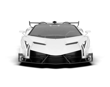 Beyaz arka planda izole edilmiş beyaz spor araba. 3d görüntüleme - illüstrasyon