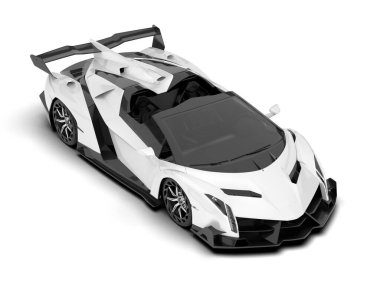 Beyaz arka planda izole edilmiş beyaz spor araba. 3d görüntüleme - illüstrasyon