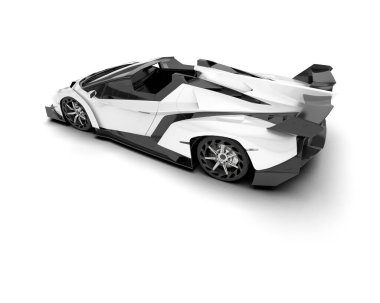 Beyaz arka planda izole edilmiş beyaz spor araba. 3d görüntüleme - illüstrasyon