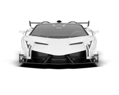 Beyaz arka planda izole edilmiş beyaz spor araba. 3d görüntüleme - illüstrasyon