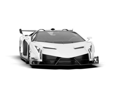 Beyaz arka planda izole edilmiş beyaz spor araba. 3d görüntüleme - illüstrasyon